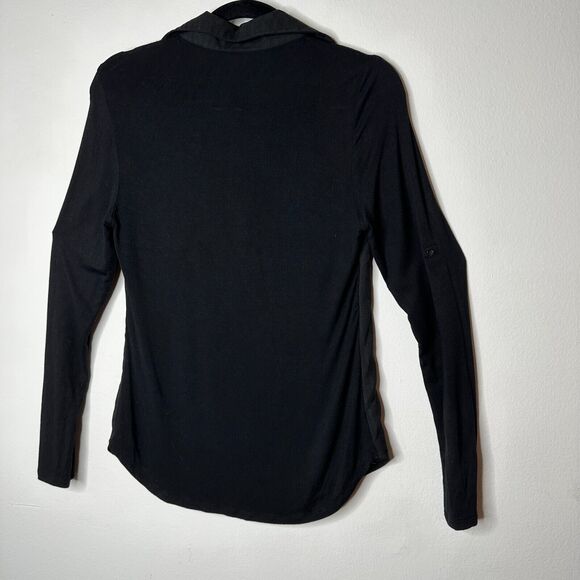 Skies Are Blue Black Stripe Stretch Front Pockets Long Sleeve Collar Blouse XS - Picture 4 of 12